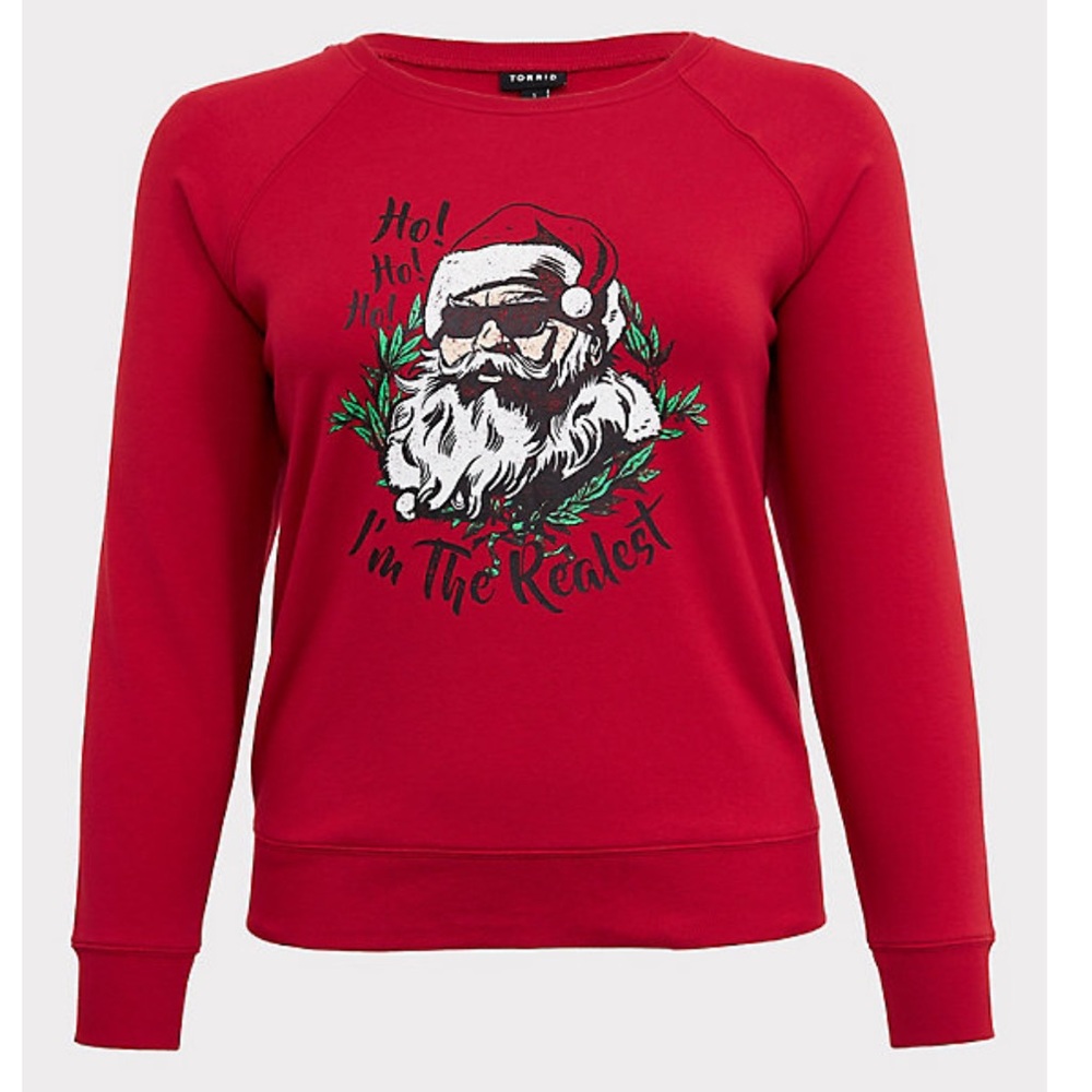TORRID REALEST RED FLEECE SANTA HOLIDAY SWEATSHIRT